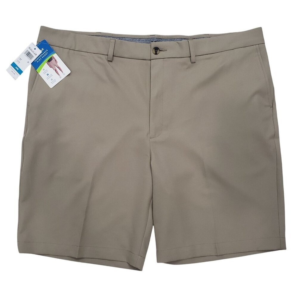 Haggar Performance Flex Shorts Golf Stretch Moisture Wicking Mens‎ 44W Tan NWT